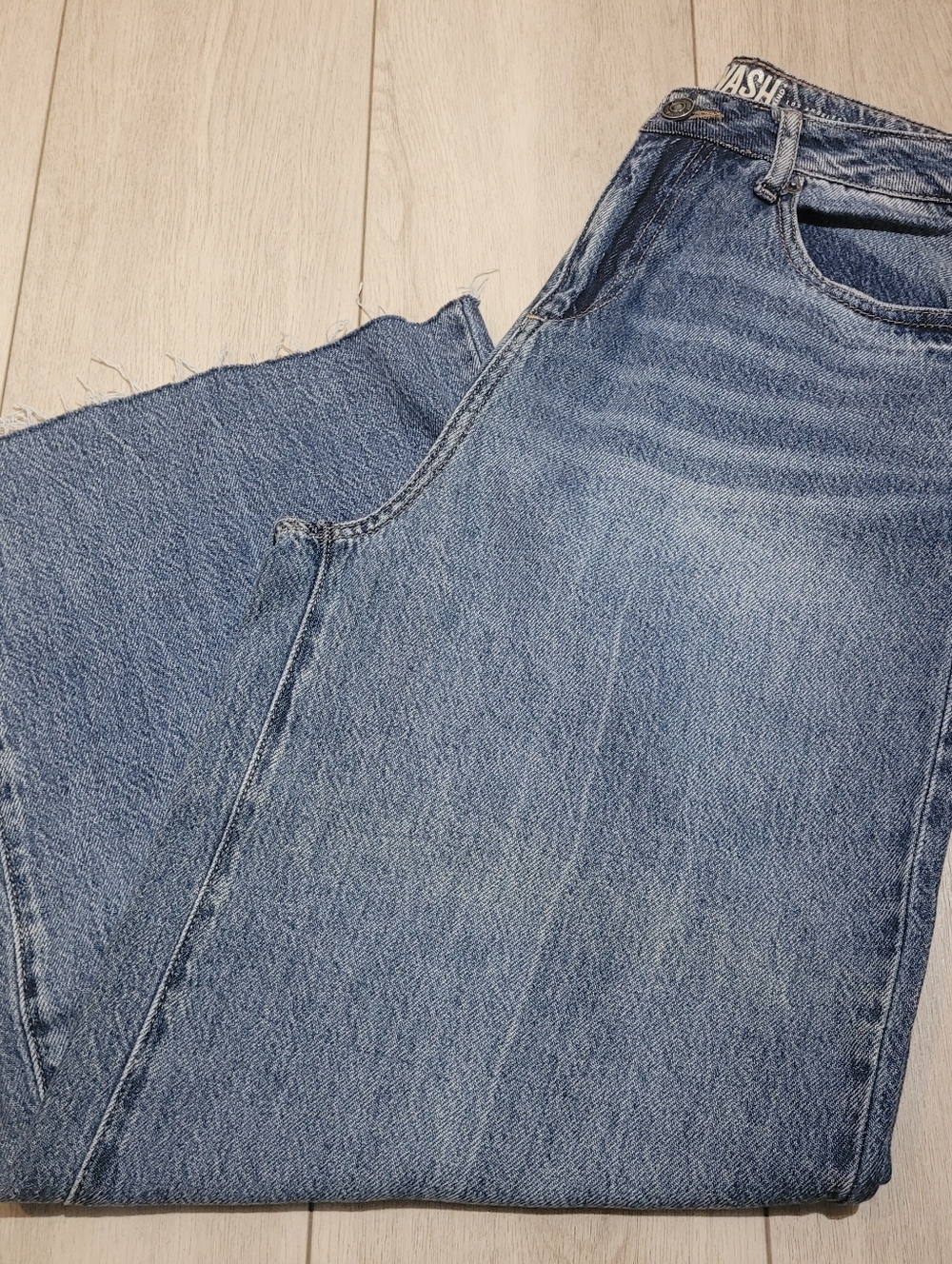 Rewash Denim Womens Super High Rise Ankle Length Wide Leg Raw Hem Jeans 28 Blue